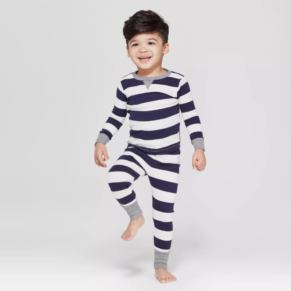 Toddler Striped Pajama Set Navy Combo with Pants